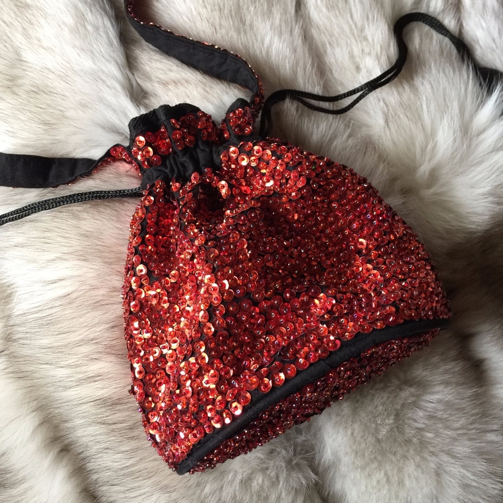 Red Sequin Shoulder Bag